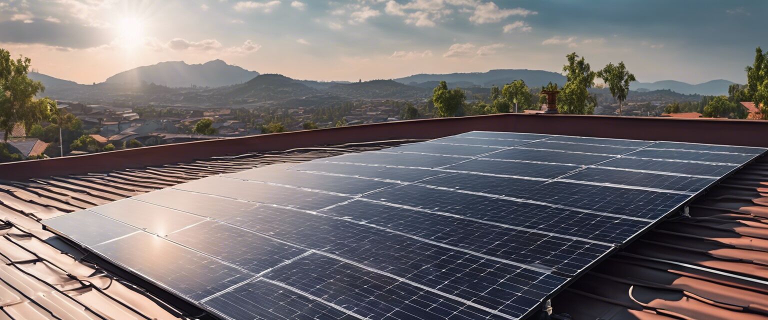 Monocrystalline solar panel on a residential rooftop