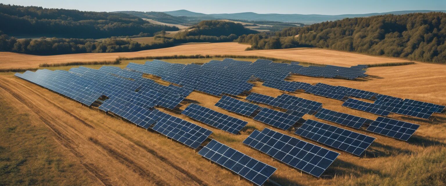 Solar panels in a field